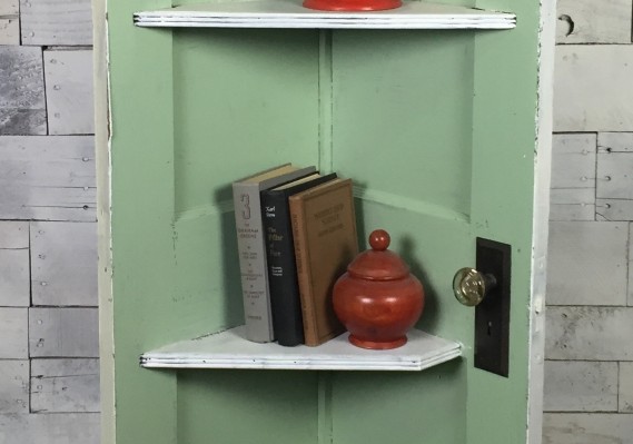 Furniture Re-Store: Door converted into corner shelf.